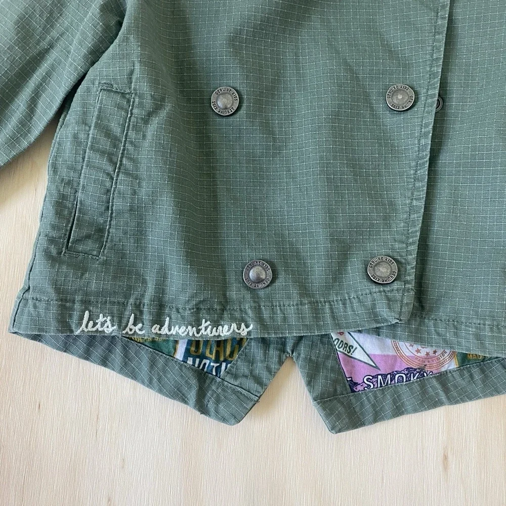 OshKosh B'gosh Jacket Kids 2T Green Hooded Double Breasted Lined Outdoor